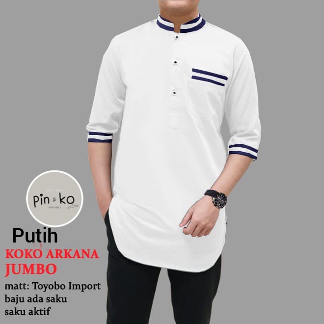 PIK - Koko Kurta Arkana Lengan 3/4  - M, L, XL, XXL / BAJU KOKO PRIA JUMBO / PAKAIAN PRIA/ KOKO TERMURAH/ BAJU MUSLIM PRIA