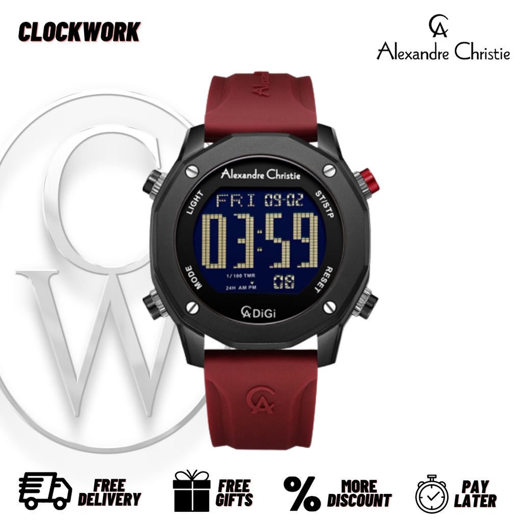 Jam Tangan Alexandre Christie DIGI AC 9377 MHRIPBARE Pria Karet Digital