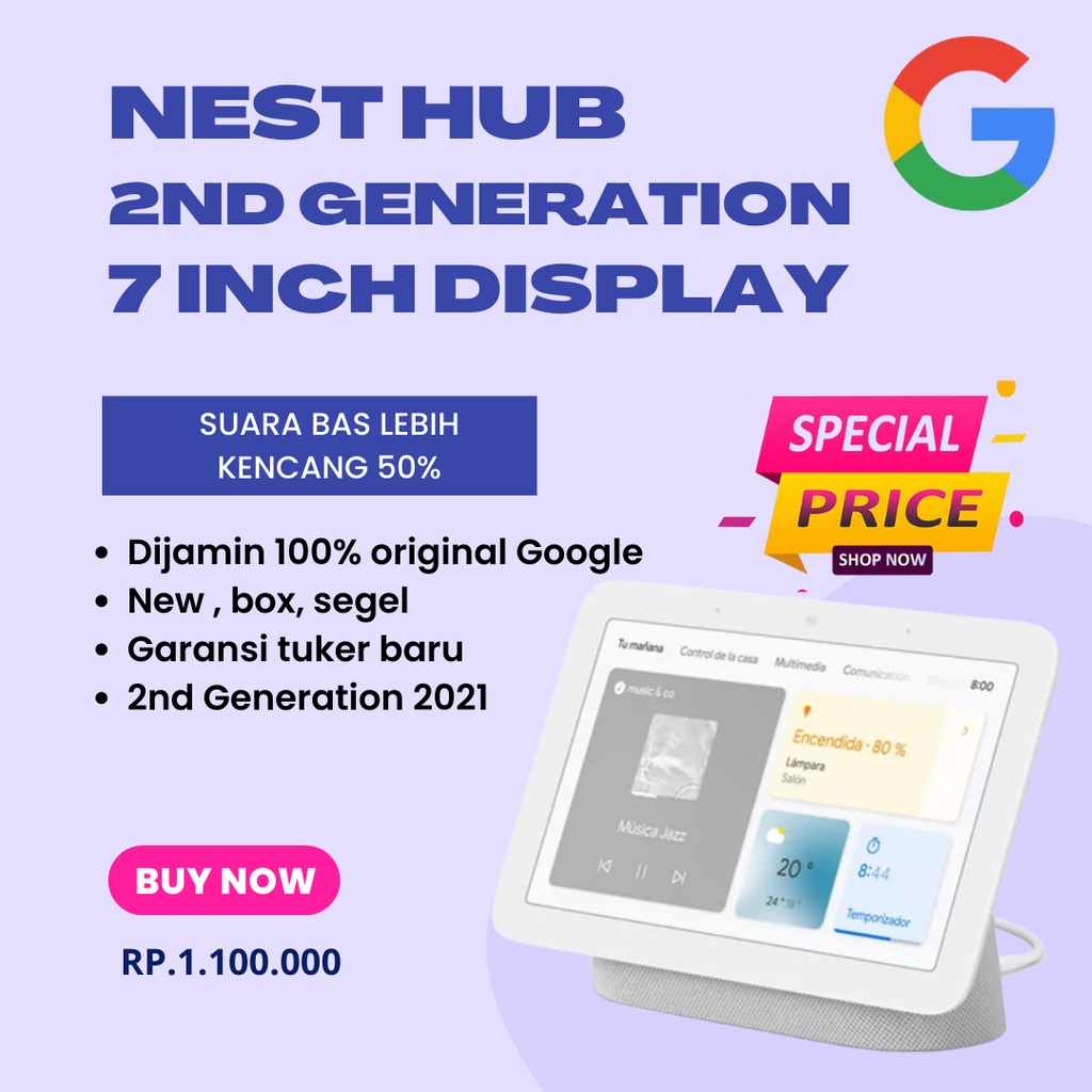 Jual Google NEST HUB 2nd Generation Original Shopee Indonesia