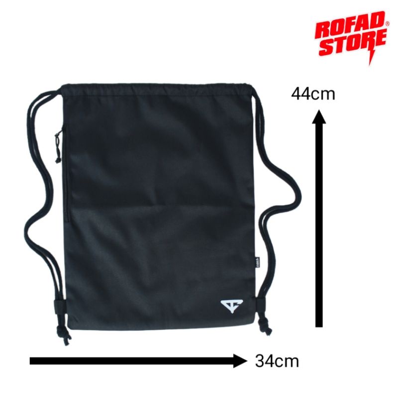 Rofad Store - Tas Serut Metal Gradasi - String Bag bahan kanvas - tas sekolah olahraga unisex warna hitam terbaru