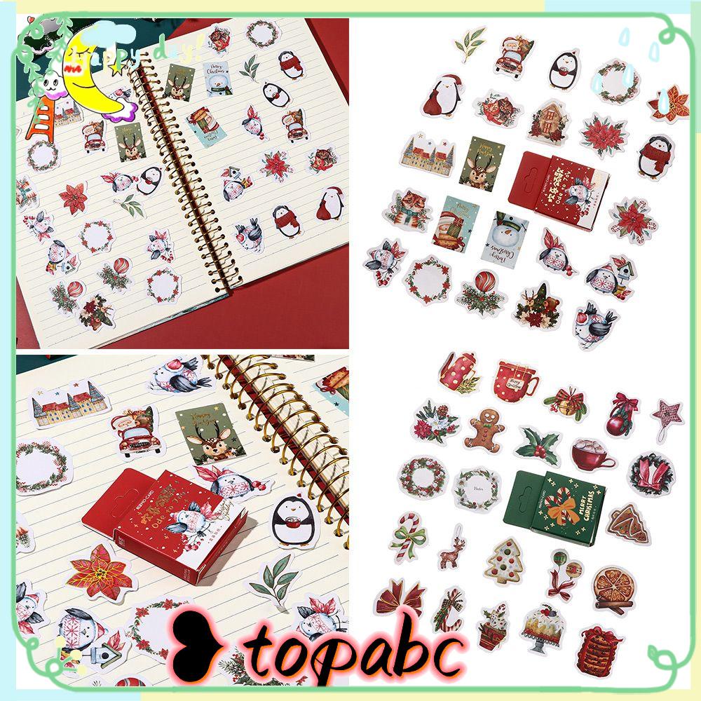 Top 46 Pcs Merry Christmas Stiker Perekat Diri Aesthetic Diary Album Scrapbooking Label