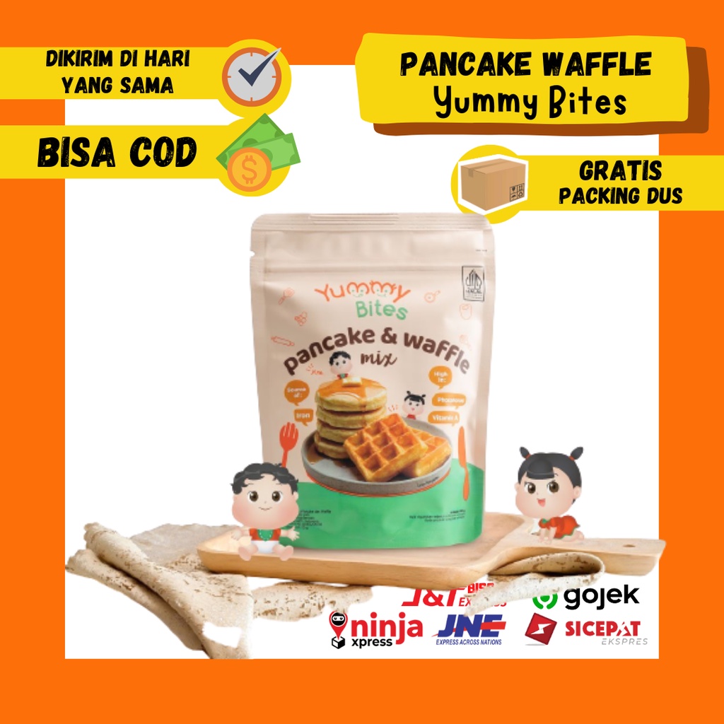 Yummy Bites Pancake Waffle 130g Tepung Premix Mix Camilan Mpasi Bayi Anak 9 Bulan 9m