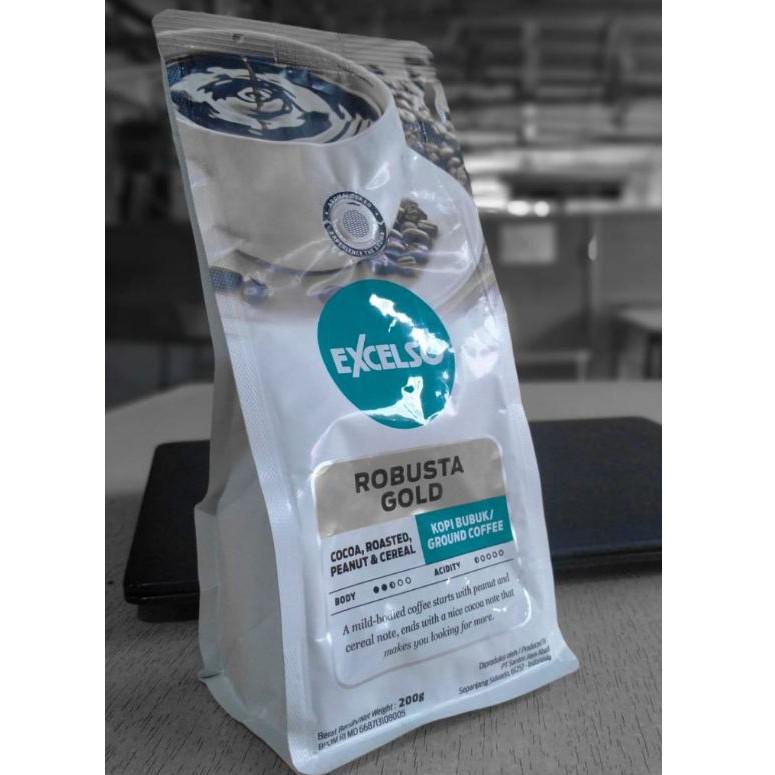 

⇌ Excelso Robusta Gold kopi bubuk (200 gr) ⇗