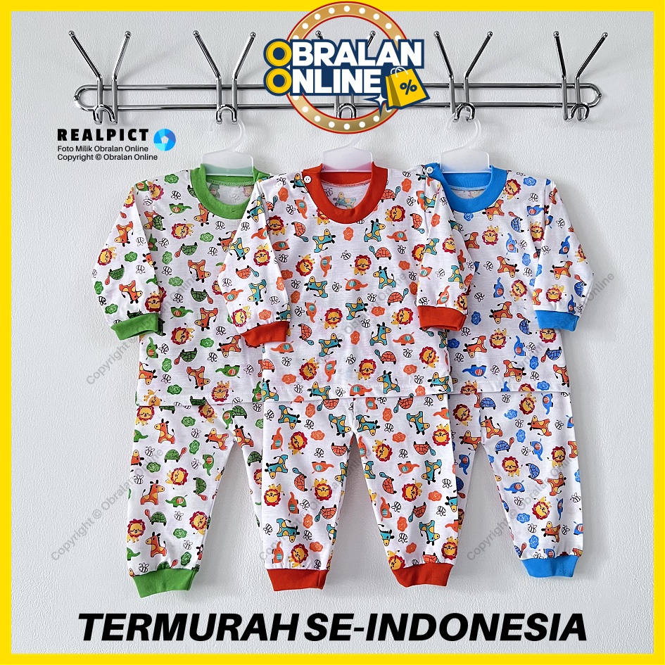 [SPY-RF35] OBRALAN ONLINE, Setelan Baju Bayi 3 - 12 Bulan, RED FOREST Animal Turtle, Kaos Piyama Ana