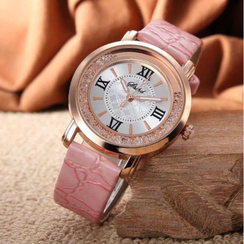 (Terima Cod)Jam Tangan Wanita Fashion ShSh Romawi Strap kulit(Dikirim Jakart)