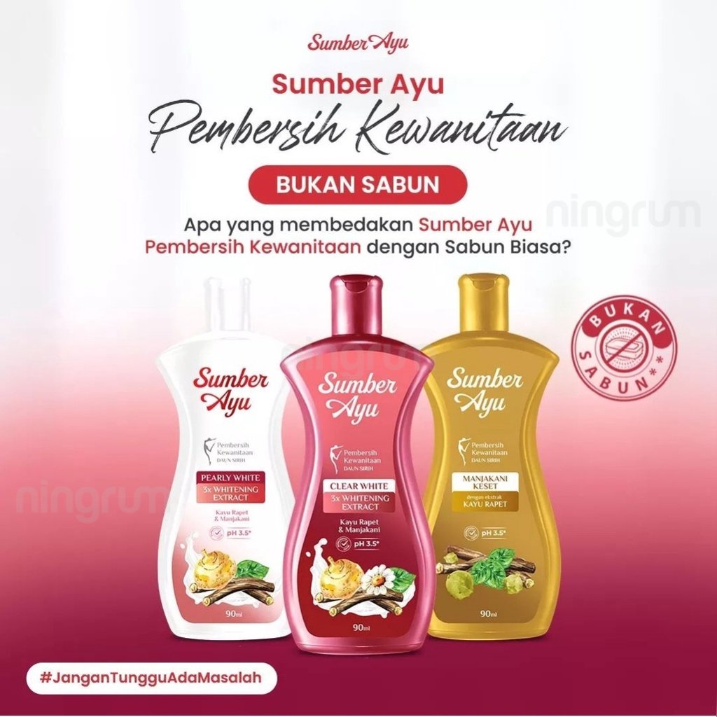 Ningrum - Sumber Ayu Kayu Rapet Whitening 50ml / 90ml / 200ml | Clear White | Pearly White Triple Whitening Extracts | Manjakani Keset Kayu Rapet Pembersih Kewanitaan Daun Sirih Original BPOM - 7406