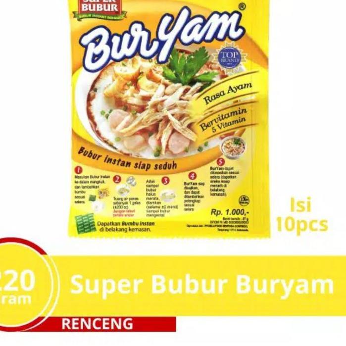 

Terbaru Super Bubur Ayam Buryam 10 Pcs Sachet 10Pcs 22gram 22 gram