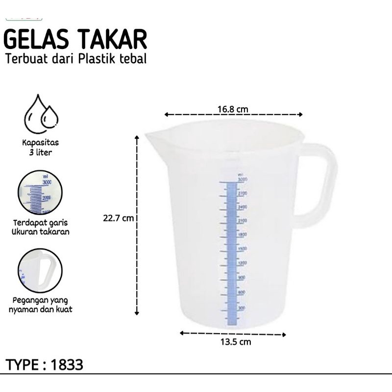 Gelas Takar Green Leaf 3 lt ( 1833 )