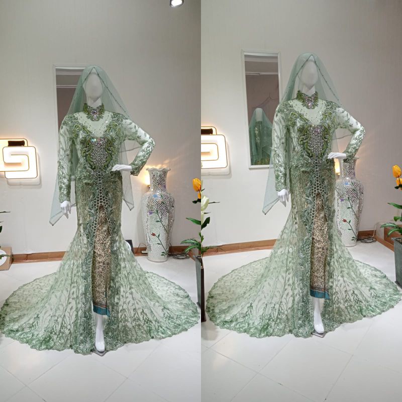 kebaya pengantin modern model blah ekor Payet)