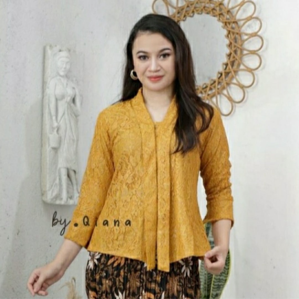 Kebayashopp Atasan kebaya floy brukat premium warna PUTIH atasan kebaya wisuda atasan kebaya kondangan atasan kebaya kutubaru atasan kebaya termurah atasan kebaya terbaru atasan kebaya floy brukat rull firing