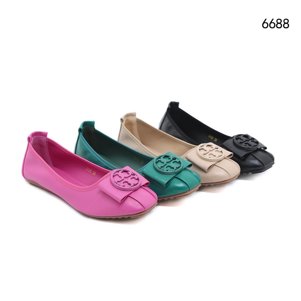 TB Leather Logo Bow Ballerinas Flat Shoes 6688