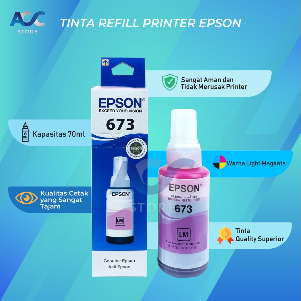 1 SET 6 PCS Tinta Epson 673 Isi Ulang Printer L800 L805 L810 L1800 Premium