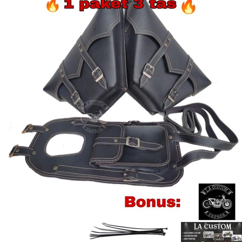 ゔ SEPAKET Tas motor custom + tas tangki TERMURAH Tas tutup aki samping. ↑