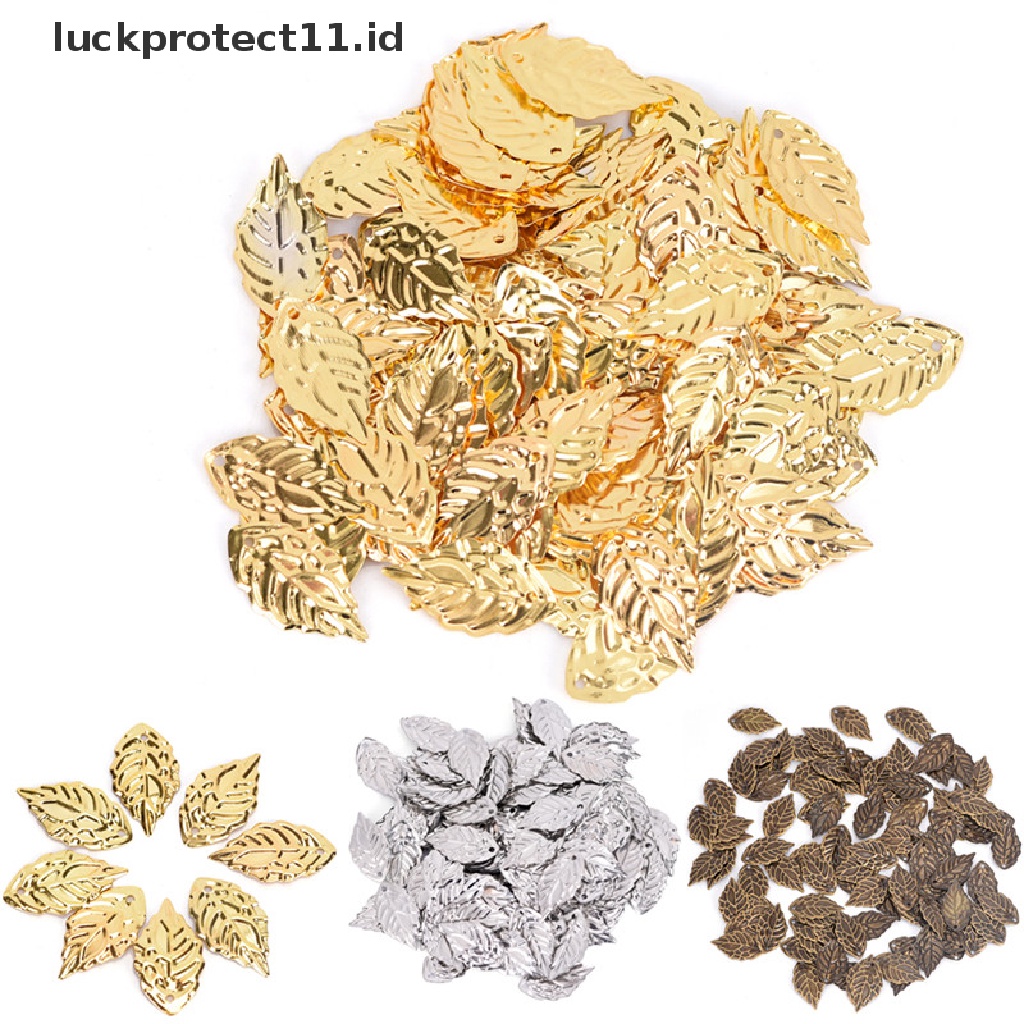 /Fashion Hot// Fashion// Fashion 50 Pcs Daun Kerawang Kerajinan Logam Perhiasan DIY Aksesoris Liontin.