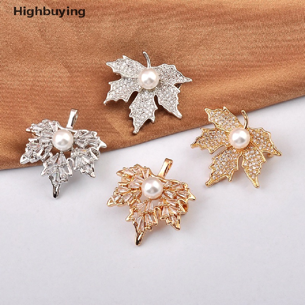 Hbid Mode Baru Zirkon Maple Daun Bros Elegan Kristal Mutiara Korsase Lapel Pin Cardigan Jas Lencana Bros Perhiasan Hadiah Aksesoris Glory