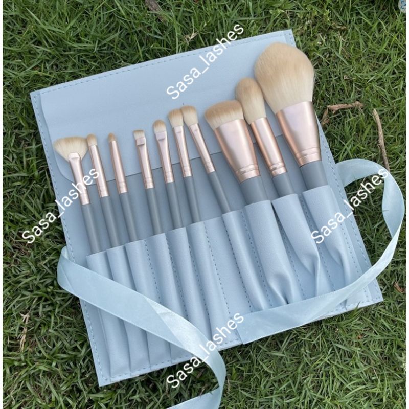 Make Up Brush Powder Foundation Kuas 10 pcs BIRU