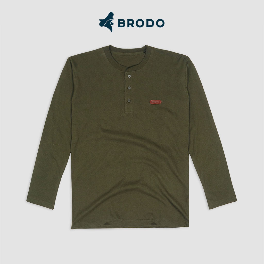 BRODO - Kaos Brodo Henley Long Sleeve Olive Size M