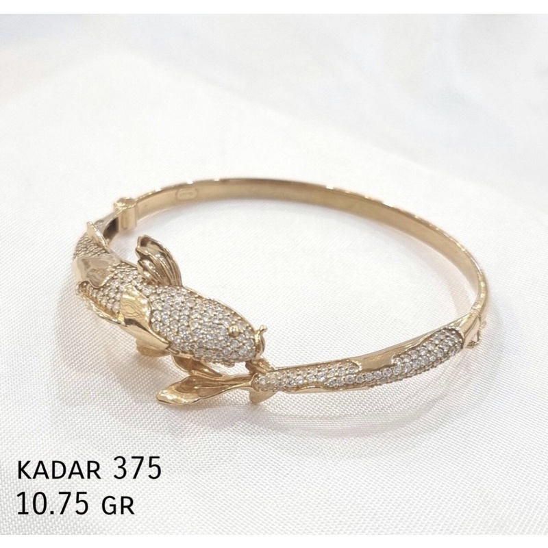 Gelang ikan koi emas asli kadar 375/8karat bangle fashion wanita dewasa