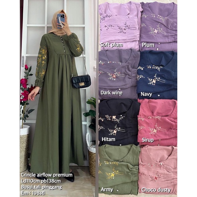 gamis crincle emos bordir 198