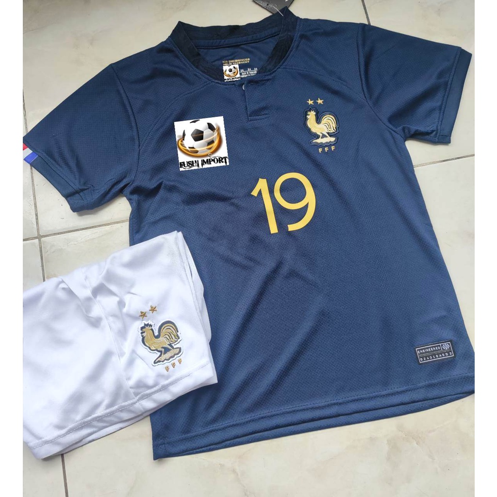 Jersey Baju Bola Anak Perancis Home Kids World Cup Piala Dunia 2022 Fullset Satu Set Grade Ori