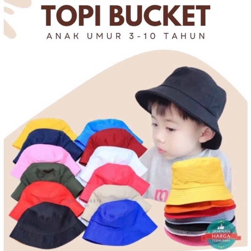 Termurah Topi Bucket Hat Anak Premium Umur 2-10 Tahun Cewe Cowo