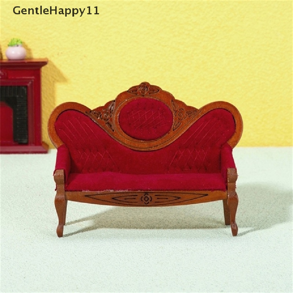 GentleHappy 1:12 Dollhouse Miniature Sofa Red Retro Armchair  Living Room Furniture DecorToy id