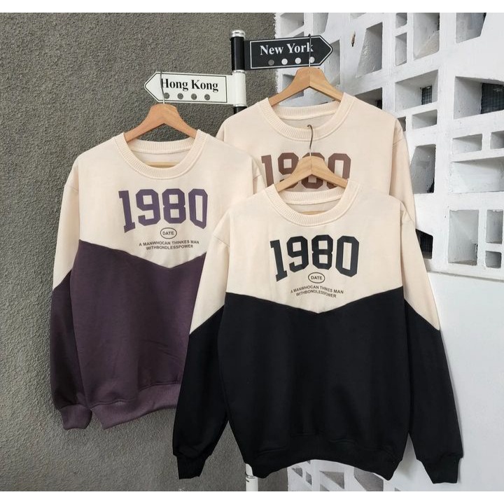 Sweater Crewneck 1980 Combine Outerwear Pria Wanita Jacket OOTD Kasual Outfit Ala Korean Blouse Terbaru