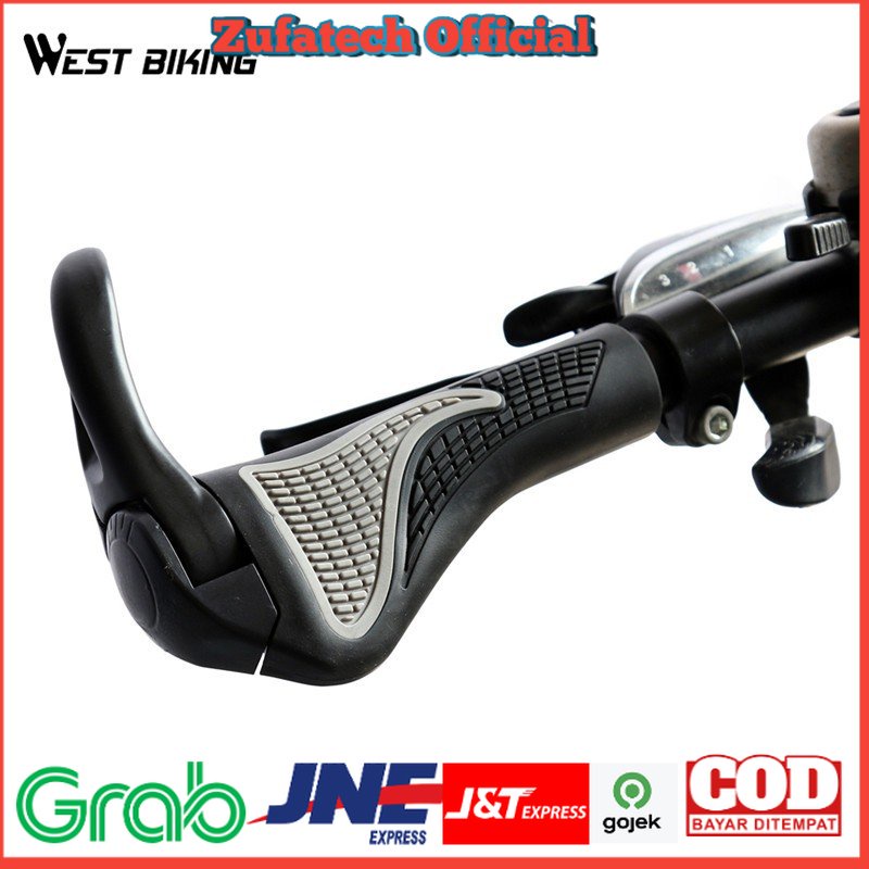 TaffSPORT West Biking Gagang Sepeda Rubber Ergonomic Grip MTB Handlebar - BT1001 - Black