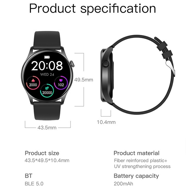 Jam Tangan Pria Wanita Digital Smartwatch Bluetooth Jam tangan pria, Custom Watch Face,20 Sports Mode SPO2-c wallpaper custom Heart Rate blood pressure monitor Wireless charge