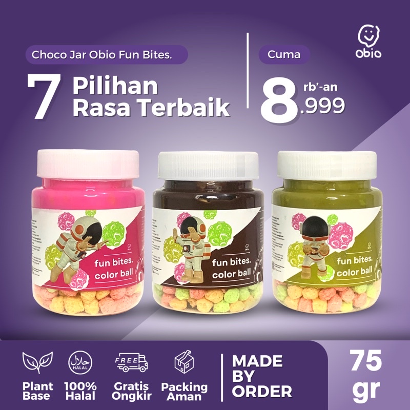 Choco Jar COLOR BALL. by Obio Crunch - Cemilan Rasa Chocolate Rice Crispy Topping Cokelat Leleh Nyam Nyam