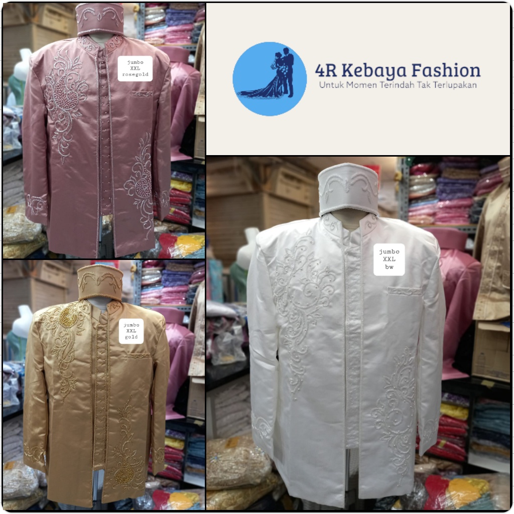 4R Fashion | Beskap Akad Pengantin Laki-laki / Baju Nikahan Pria Size Jumbo Dari 2L-5L