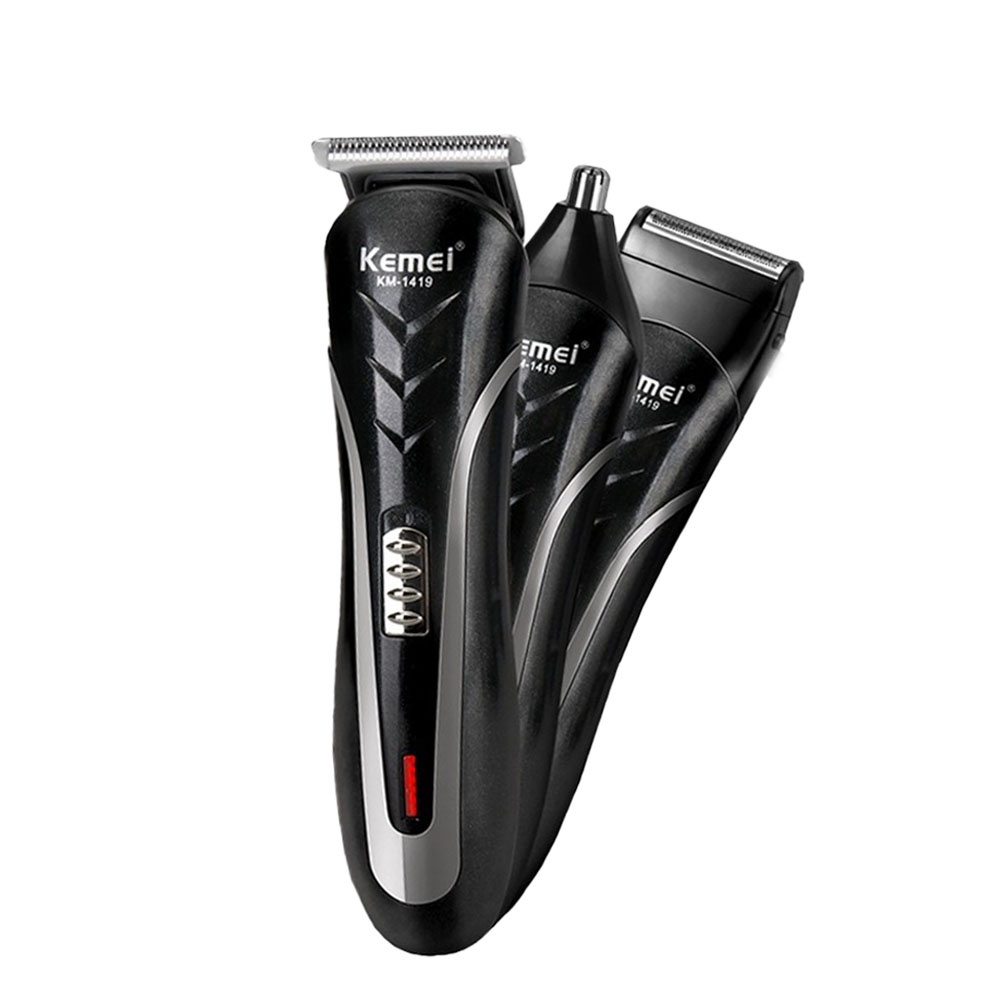 Hope Store - [ GRATIS GUNTING SASAK ]  Hair Clipper  Kemei KM-1419/ KM-1407 3 IN 1 Rechargeable - Alat Mesin Cukur Listrik Cukur Rambut Kumis Jenggot Bulu Hidung