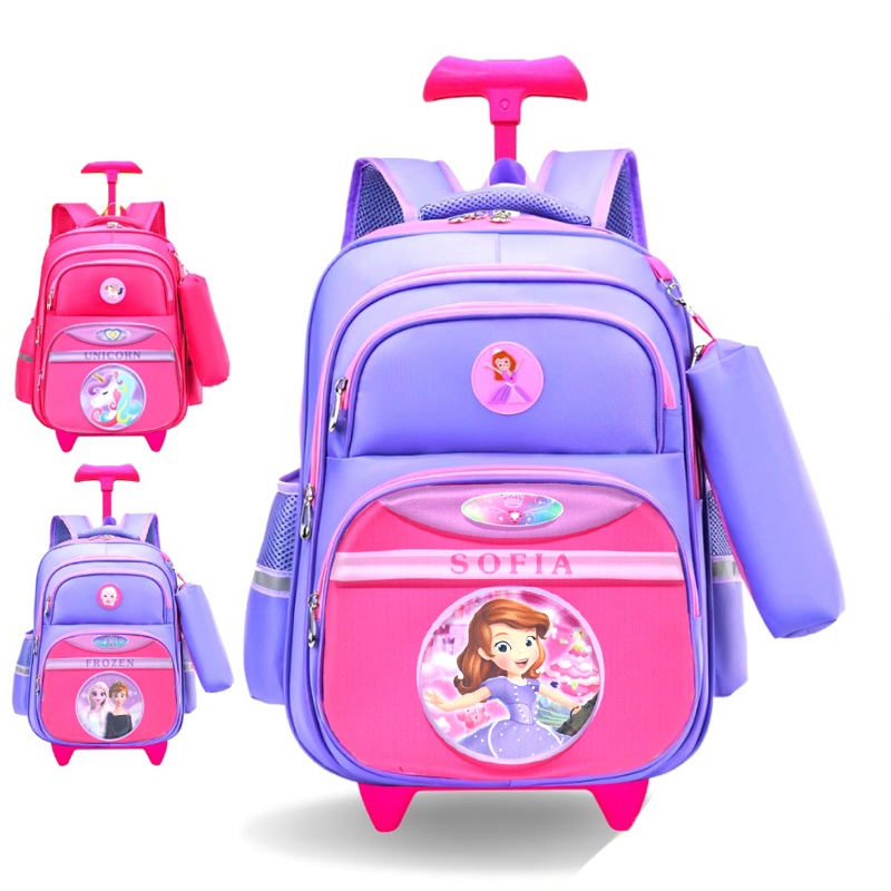 Tas Ransel Troli Anak Perempuan SD Karakter Unicorn Tas Sekolah Import Ransel Troly 3D Emboss Tas Anak Cewe SD Timbul