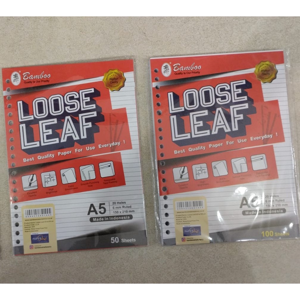 

BAMBOO - LOOSE LEAF / ISI BINDER UKURAN A5