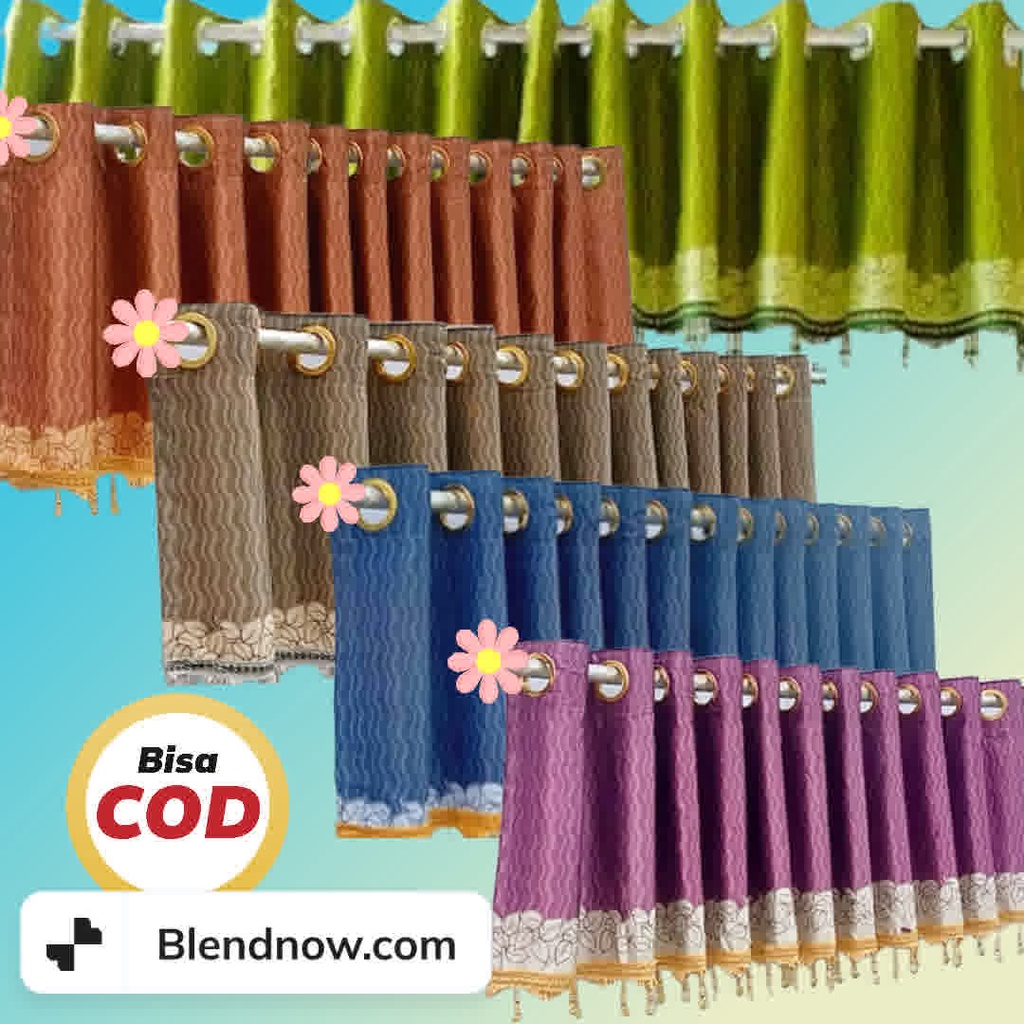 Gorden Poni Atas Jendela Pintu Kupu Tarung Ungu Biru Hijau Coklat Abu Merah L265x40cm