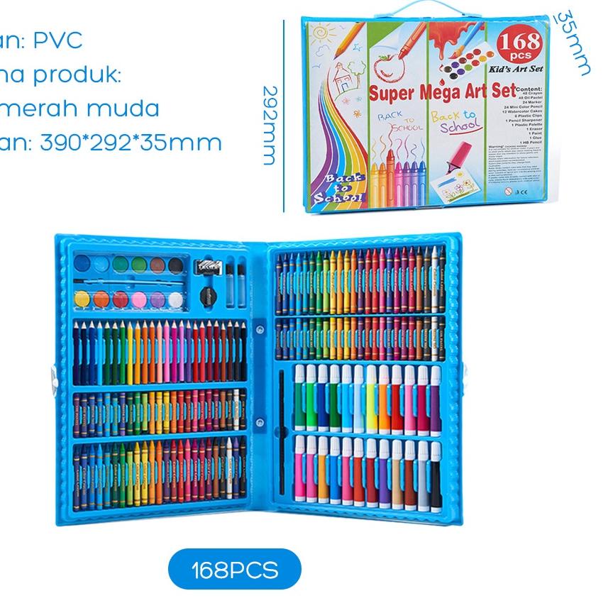 

WOW MURAH TROJOY Drawing Crayon 168 Pcs Super Mega Art Set Drawing Stasionary Kado Anak Alat Pensil Warna++