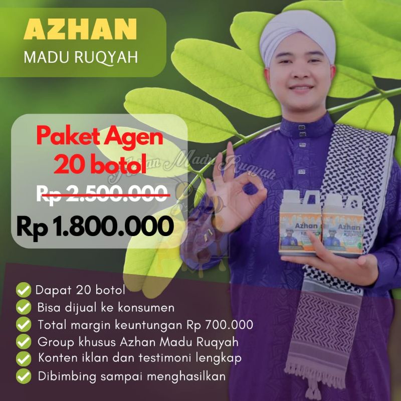 

PAKET AGEN 20 BOTOL AZHAN MADU RUQIYAH