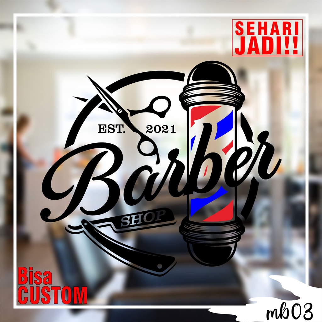 STIKER DINDING CUSTOM BARBERSHOP | WALL STICKER BARBERSHOP | CUTTING STICKER BARBERSHOP - MB03