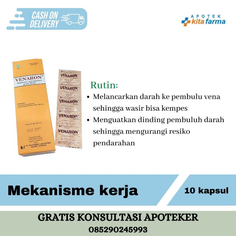

VENARON obat wasir 1 strip isi 10 kapsul