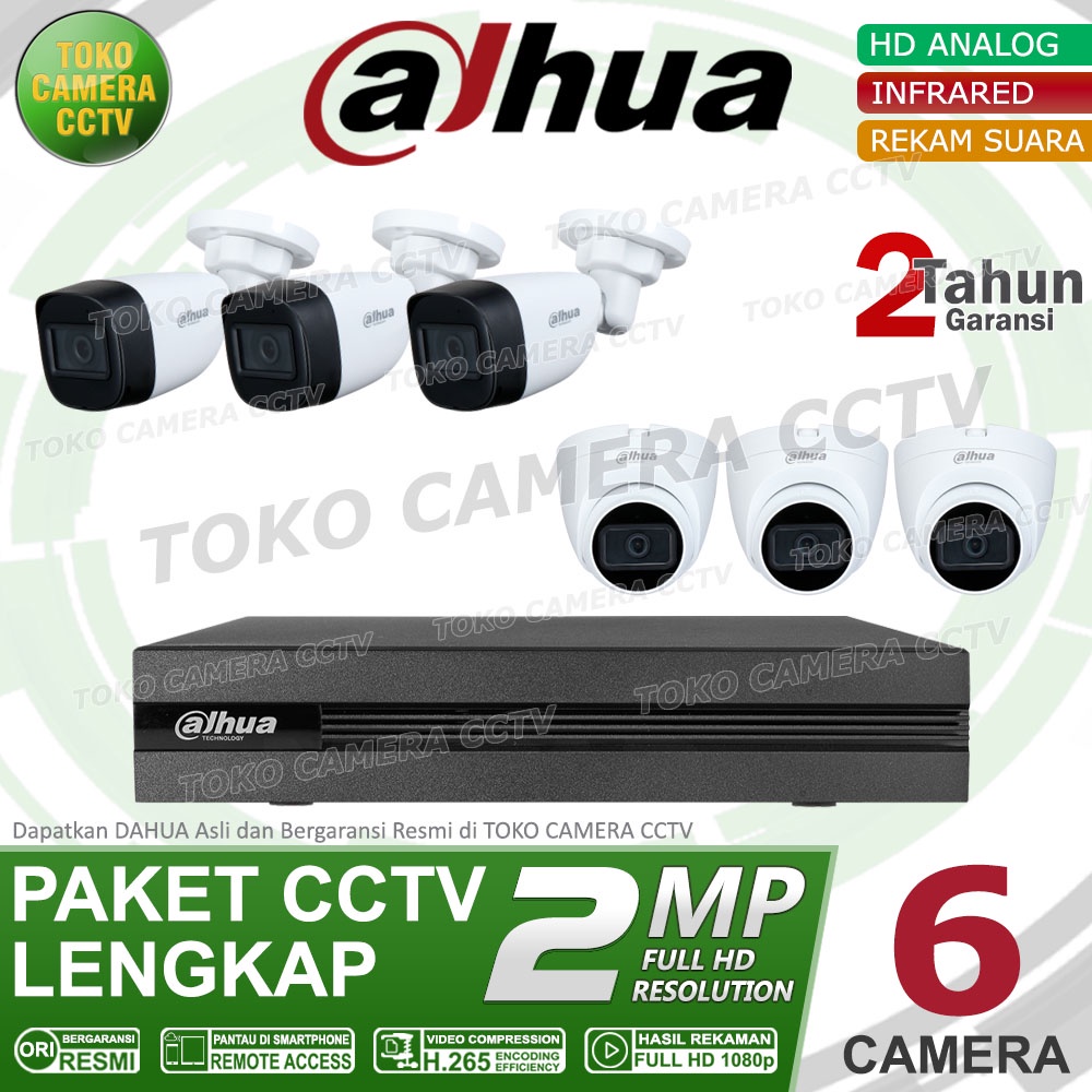 PAKET CCTV DAHUA 2MP AUDIO 8 CHANNEL 6 KAMERA