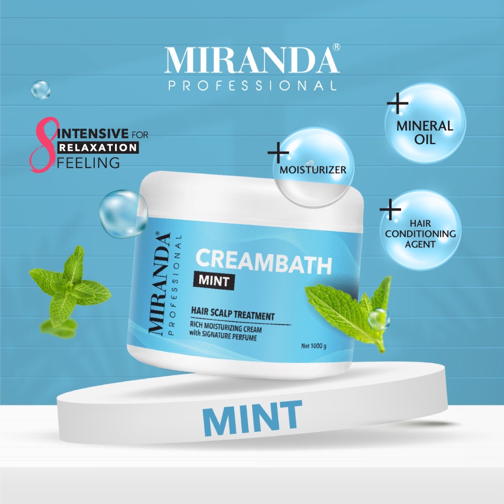 MIRANDA Professional Creambath Strawberry Rose Aloe Vera Mint - Perawatan Pelembab Rambut Rontok Rusak Kering