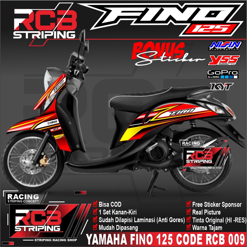 ( COD) Striping Yamaha Mio Fino 125 - 125 -  Striping Motor Fino 125 Motif RCB 009