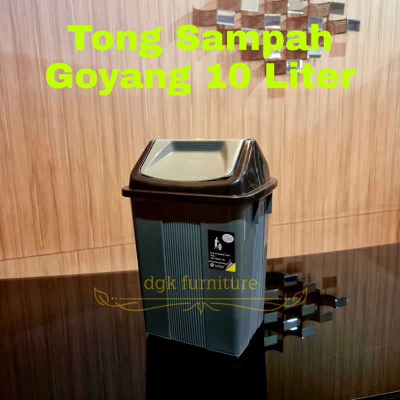 Tong Tempat Keranjang Sampah Goyang Dorong Bertutup Tutup Segi Plastik 10 L 10L 10 Liter Nomor 2 No 2