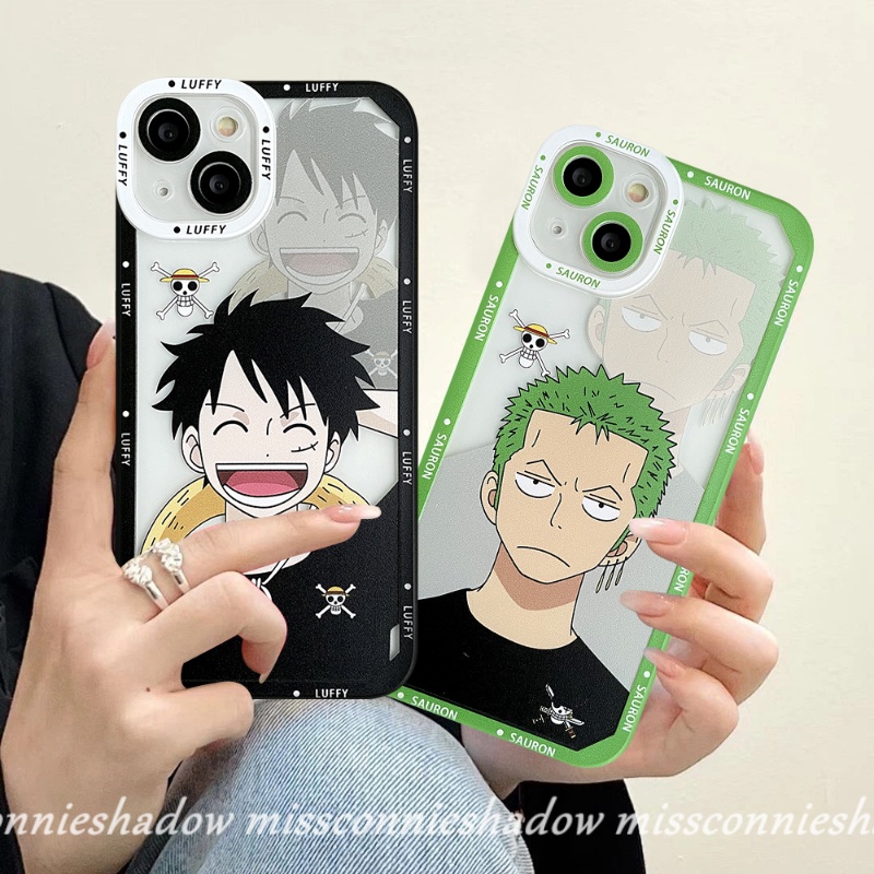 IPHONE Casing Kompatibel Untuk Iphone11 13 12 14 Pro Max 6 6s 8 7 Plus XR X XS Max Se2020 Kartun One Piece Zoro Luffy Angel Eyes Shockproof Soft TPU Case