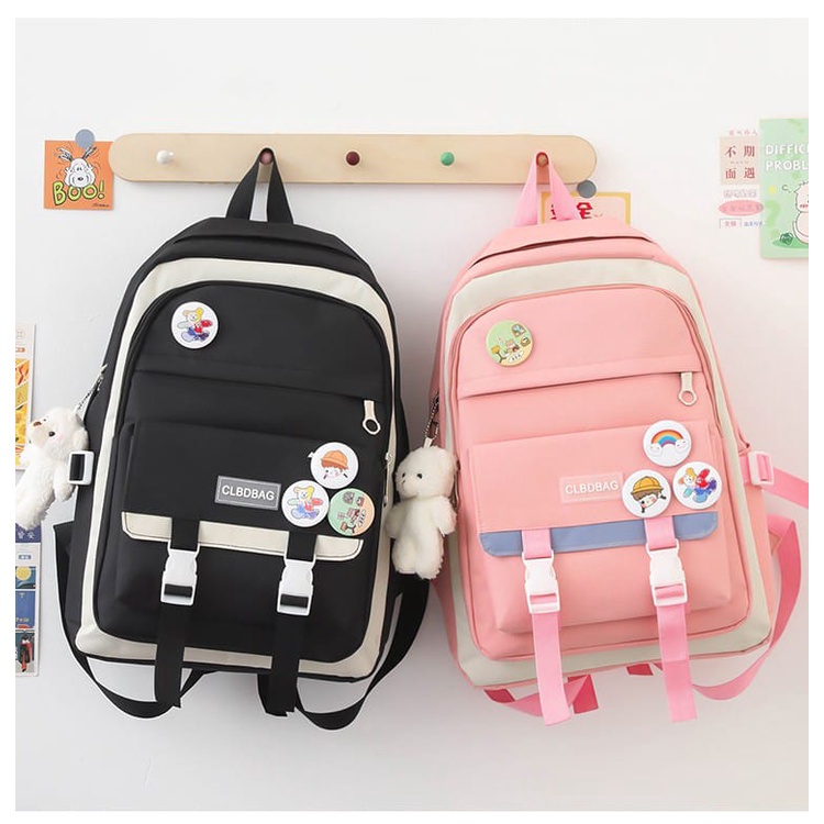 Tas Ransel Kanvas Wanita Cewek Remaja Kekinian Multifungsi Untuk Sekolah Main Outdoor Tas Punggung B