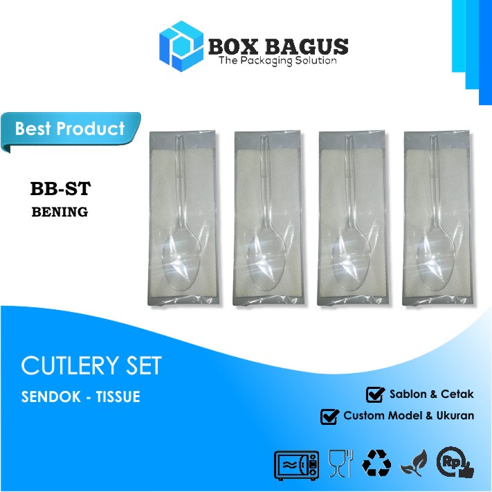 (ST BENING) SET ALAT MAKAN SENDOK PLASTIK CUTLERIES DISPOSABLE HYGIENE STERILE