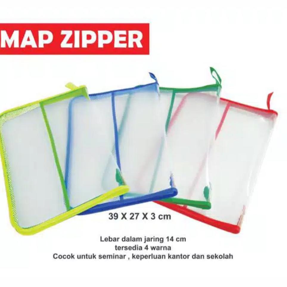 

₽ Map Jala Transparan Resliting Folio / Map Zipper Folio ぼ