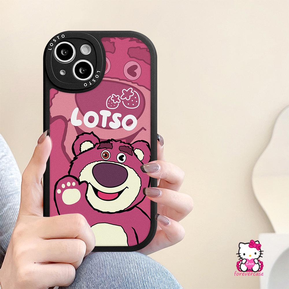 IPHONE Case Pasangan Kompatibel Untuk Iphone11 13 12 14 Pro MAX 7Plus 8Plus XR 78 6 6s Plus 14plus X XS MAX SE 2020motif Disney Kartun Lucu Toy Story Strawberry Bear Losto Lembut TPU Penutup Belakang
