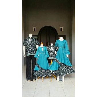 Baju batik couple gamis keluarga modern anak muda untuk pesta model kombinasinya "HMD.21De22o"