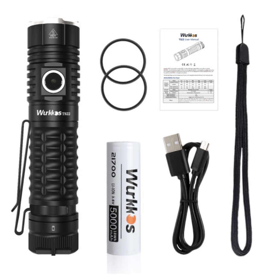 Wurkkos TS22 Cree XHP70.2 4500 Lumens 191 Meter Senter Led Flashlight